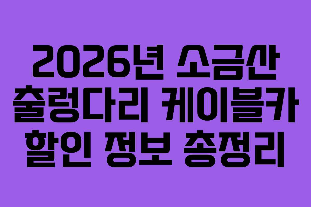 2026년 소금산 출렁다리 케이블카 할인 정보 총정리