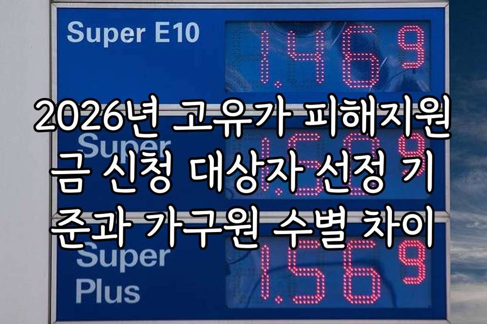 2026년 고유가 피해지원금 신청 대상자 선정 기준과 가구원 수별 차이