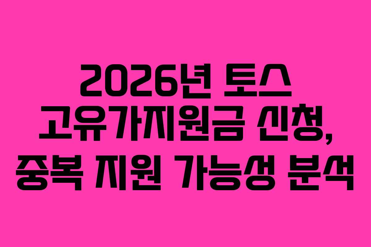 2026년 토스 고유가지원금 신청, 중복 지원 가능성 분석