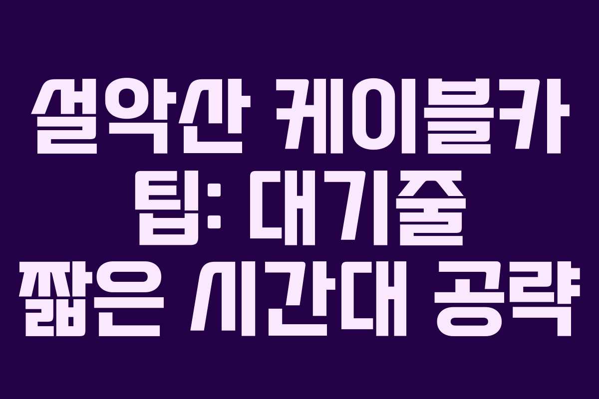 설악산-케이블카-팁-대기줄-짧은-시간대-공략